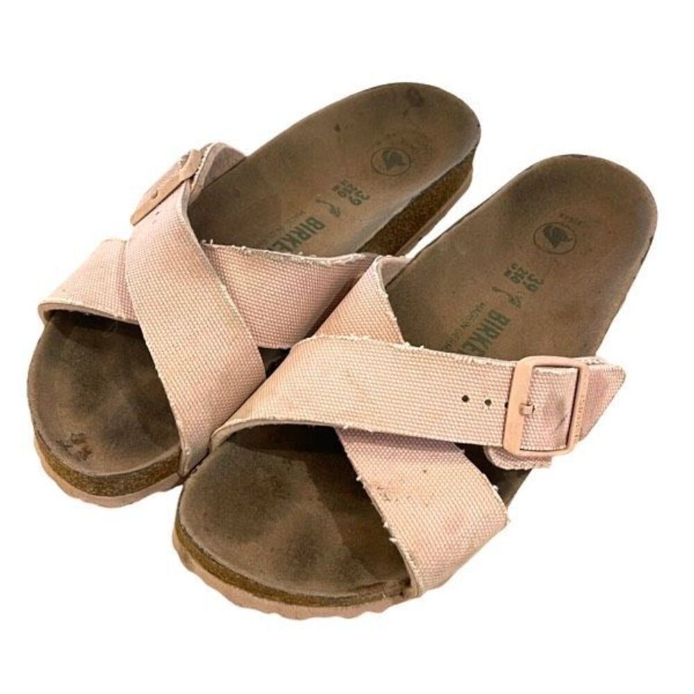 Birkenstock Womens Siena Cross Strap Veegan Slide‎ Sandals Light Pink Size 39